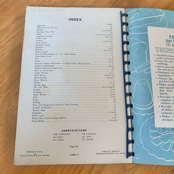 Robertshaw Cook Book 1946 Paperback Oven Cooking Robertshaw Thermostat Co Vtg - Picture 15 of 16